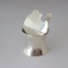 Fine And Sterling Silver Anticlastic Salt Cellar With Sterling Silver Spoon